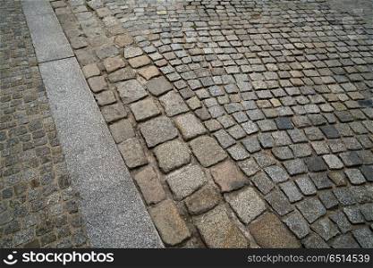 Granite cobblestone pavement in Germany street outdoor. Granite cobblestone pavement in Germany street