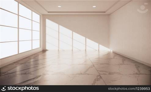 Granite floor room interior - Empty room of natural stone granite floor.3D rendering