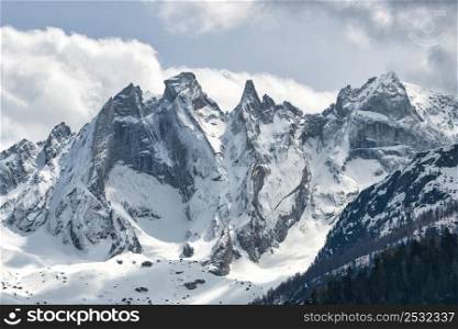 Granite Mountains alps peaks with icy snow on them