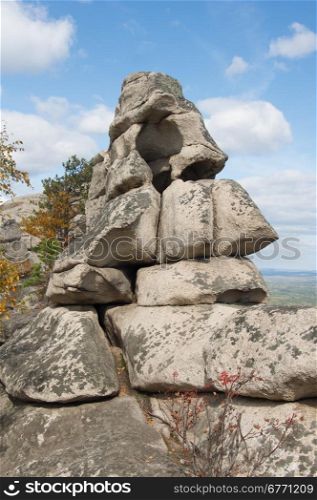 granite rock ridge Shihan. Arakul lake. South Ural