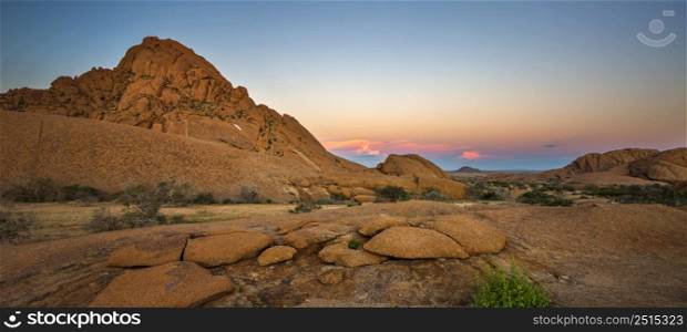 Granite rocks and kopje after sunset Spitzkoppe Namibia