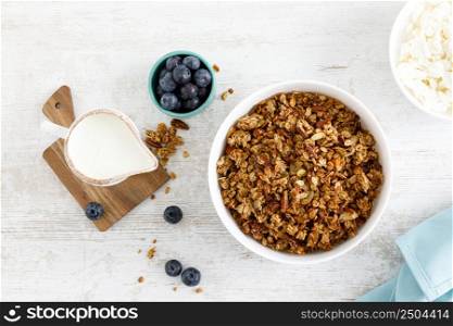 Granola with nuts and seeds. Top view