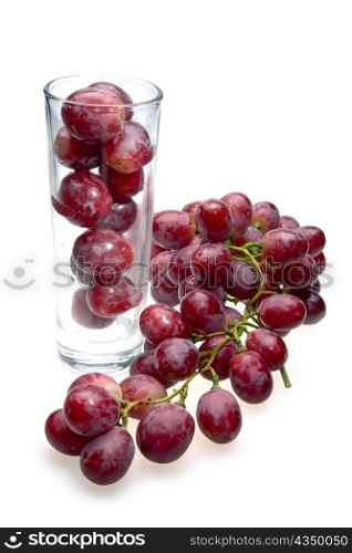 Grape cluster and glass