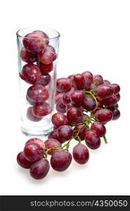 Grape cluster and glass