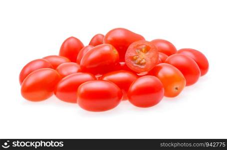 Grape or cherry tomatoes isolated on white background.
