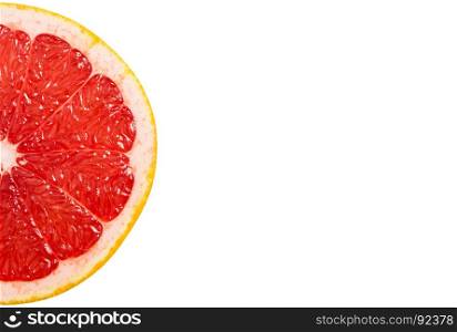 Grapefruit fresh fruit one slice. Isolated on white background