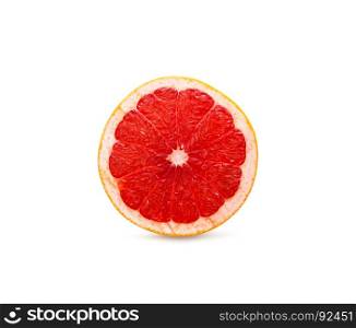 Grapefruit fresh fruit one slice. Isolated on white background