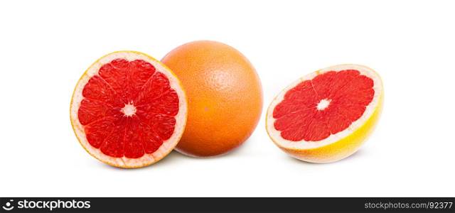 Grapefruit fresh fruit slices. Isolated on white background