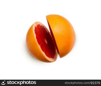 Grapefruit fresh fruit two slices. Isolated on white background