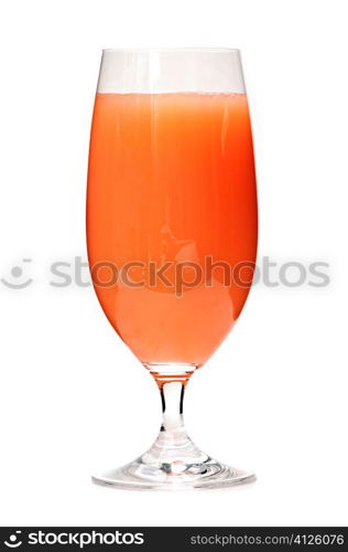 Grapefruit juice in clear glass isolated on white background