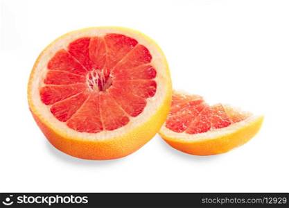 grapefruit's parts isolated on white, prepared for juice