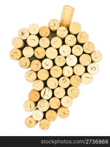 Grapes figure from the wine corks on white background WITH clipping path