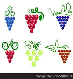 Grapes icons. Grapes Isolated. Grapes Icon. Grapes Logo Design. Nature Grapes Logotype. Vine Logo Icon. Fruits and Vegetables Icons. Grapes Icons. Grapes vine. Grapes with Green Leaf Isolated. Silhouettes of Grapes.