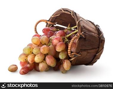Grapes in a basket isolated on white