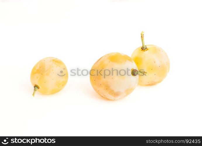 Grapes white ripe slices fresh. Close-up shot. Macro not in focus. Isolated on white background.