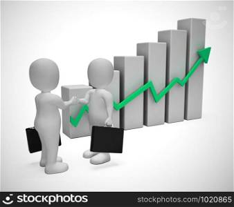 Graph going upwards means success and increased profits. Business growing and trends higher for gain - 3d illustration