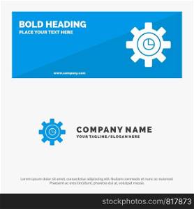 Graph, Marketing, Gear, Setting SOlid Icon Website Banner and Business Logo Template