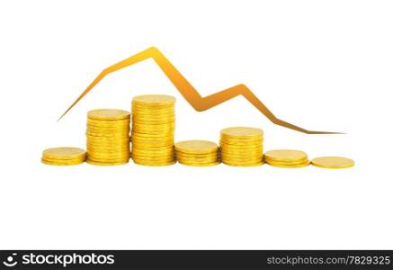 graph of the columns of coins isolated on white