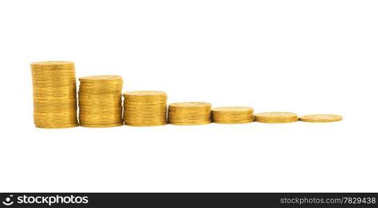 graph of the columns of coins isolated on white background