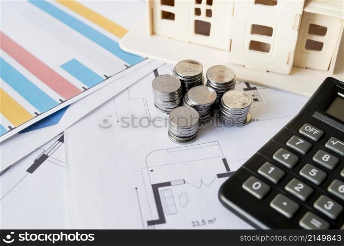 graph stack coins calculator house model blueprint