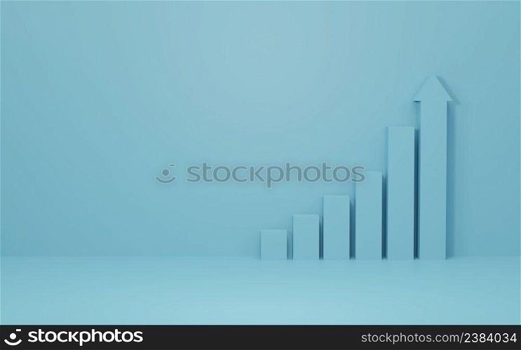 Graph stair step to success. concept of business development to success and growing. 3d rendering, 3d illustration