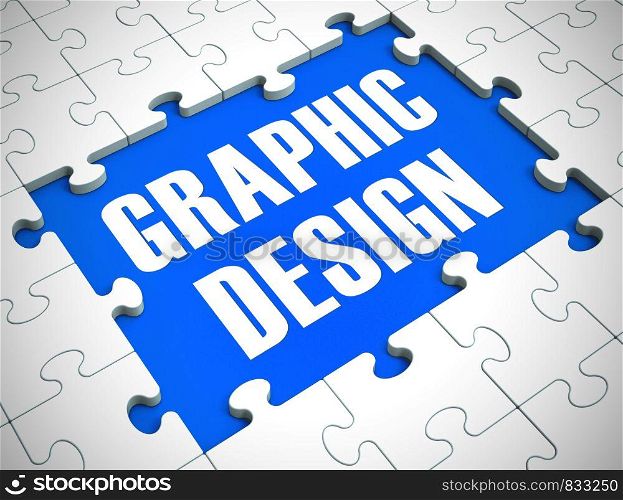 Graphic design concept icon means artwork or infographics by an artist. Visual media and artistic concepts - 3d illustration.