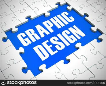 Graphic design concept icon means artwork or infographics by an artist. Visual media and artistic concepts - 3d illustration.