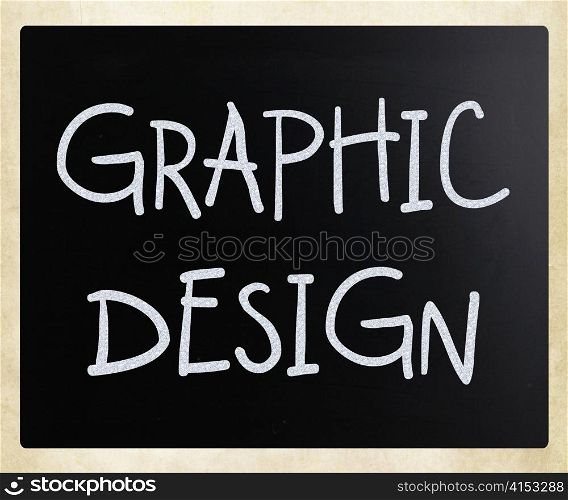 ""Graphic design" handwritten with white chalk on a blackboard"