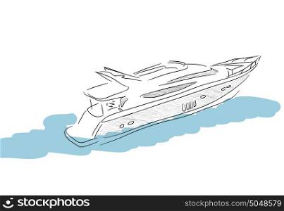 Graphic designer. Hand sketch of boat on white background