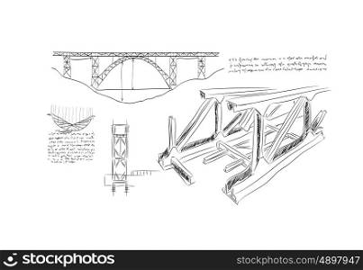 Graphic designer. Sketch of construction project on white background