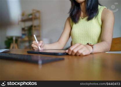 Graphic designer working on digital tablet. artist drawing on graphic tablet and Color swatch s&les. Artist Creative Designer sketch graphic drawing creative creativity draw studying work on tablet.