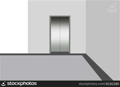 Graphic elevator hall, isolated illustration