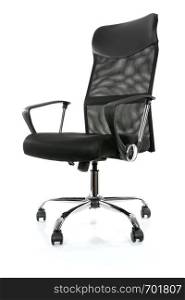 Graphic resources - profile view of a black modern premium office chair isolated on white background (high details)