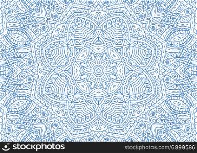 Graphics with blue abstract outline concentric pattern on white background