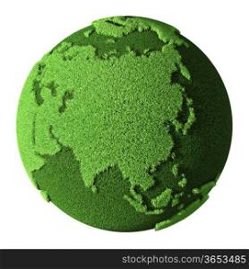 Grass Globe - Asia, isolated on white background. 3d render