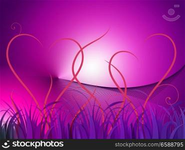 Grass Heart Background Showing Romantic Landscape Or Wallpaper&#xA;