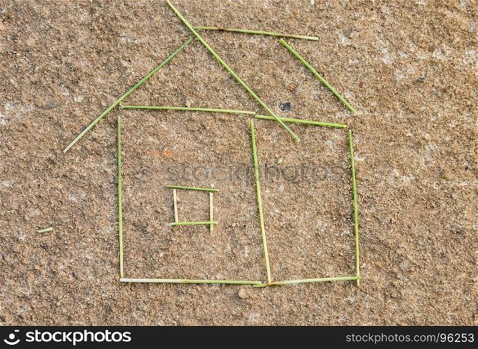 Grass house on the ground, Dream house success concept