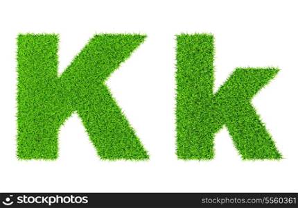 Grass letter K - ecology eco friendly concept character type