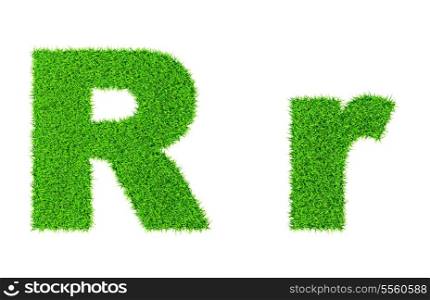 Grass letter R - ecology eco friendly concept character type