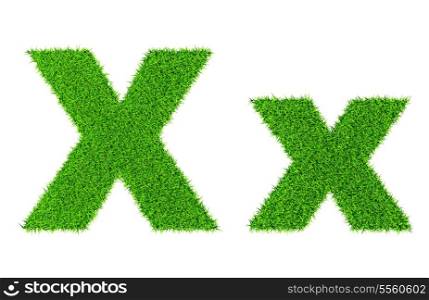 Grass letter X - ecology eco friendly concept character type