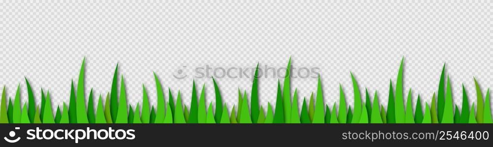 Grass paper cut. 3D grass on a transparent background. Spring or summer green pattern. Vector. Grass paper cut. 3D grass on a transparent background. Spring or summer green pattern. Vector illustration