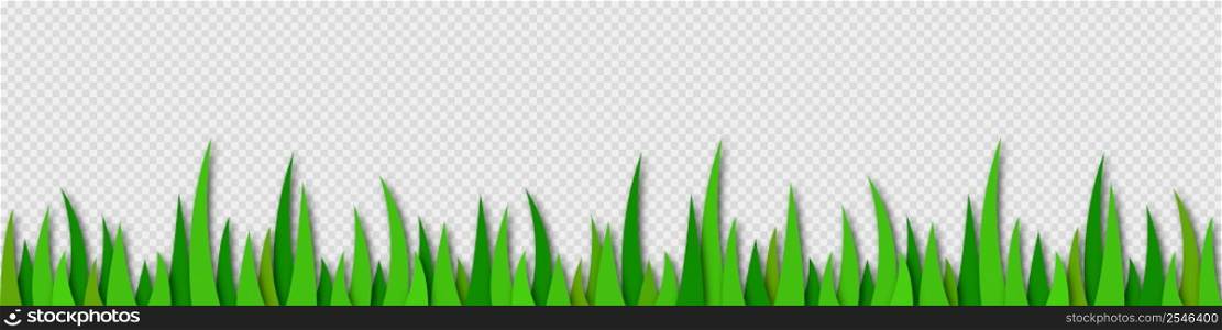 Grass paper cut. 3D grass on a transparent background. Spring or summer green pattern. Vector. Grass paper cut. 3D grass on a transparent background. Spring or summer green pattern. Vector illustration