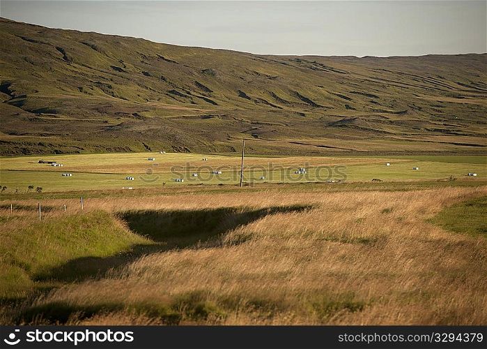 Grasslands in a mountain valley