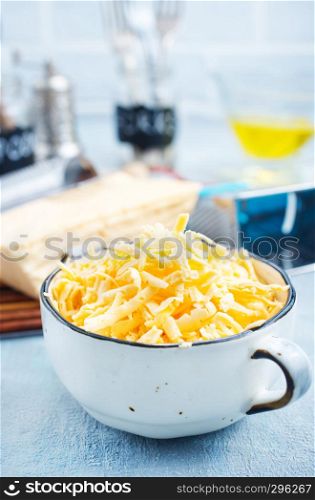 grated cheese in bowl on a table