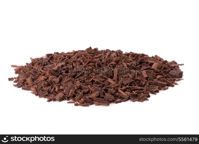 grated chocolate isolated on white background