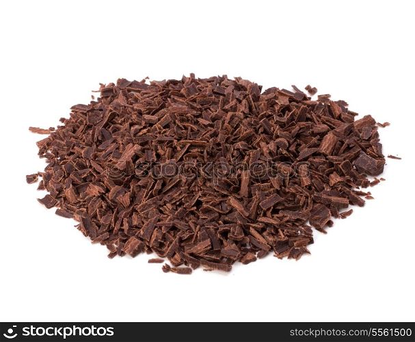 grated chocolate isolated on white background