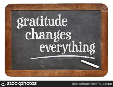 Gratitude changes everything - inspirational text on a vintage slate blackboard