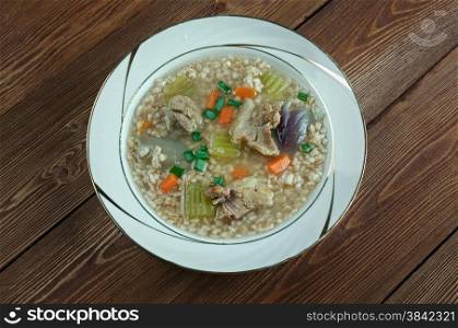 Graupensuppe - German Barley Soup close up
