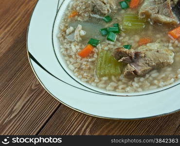 Graupensuppe - German Barley Soup close up