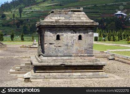 Grave in Arjuna complex on plateau Dieng, Java, Indonesia